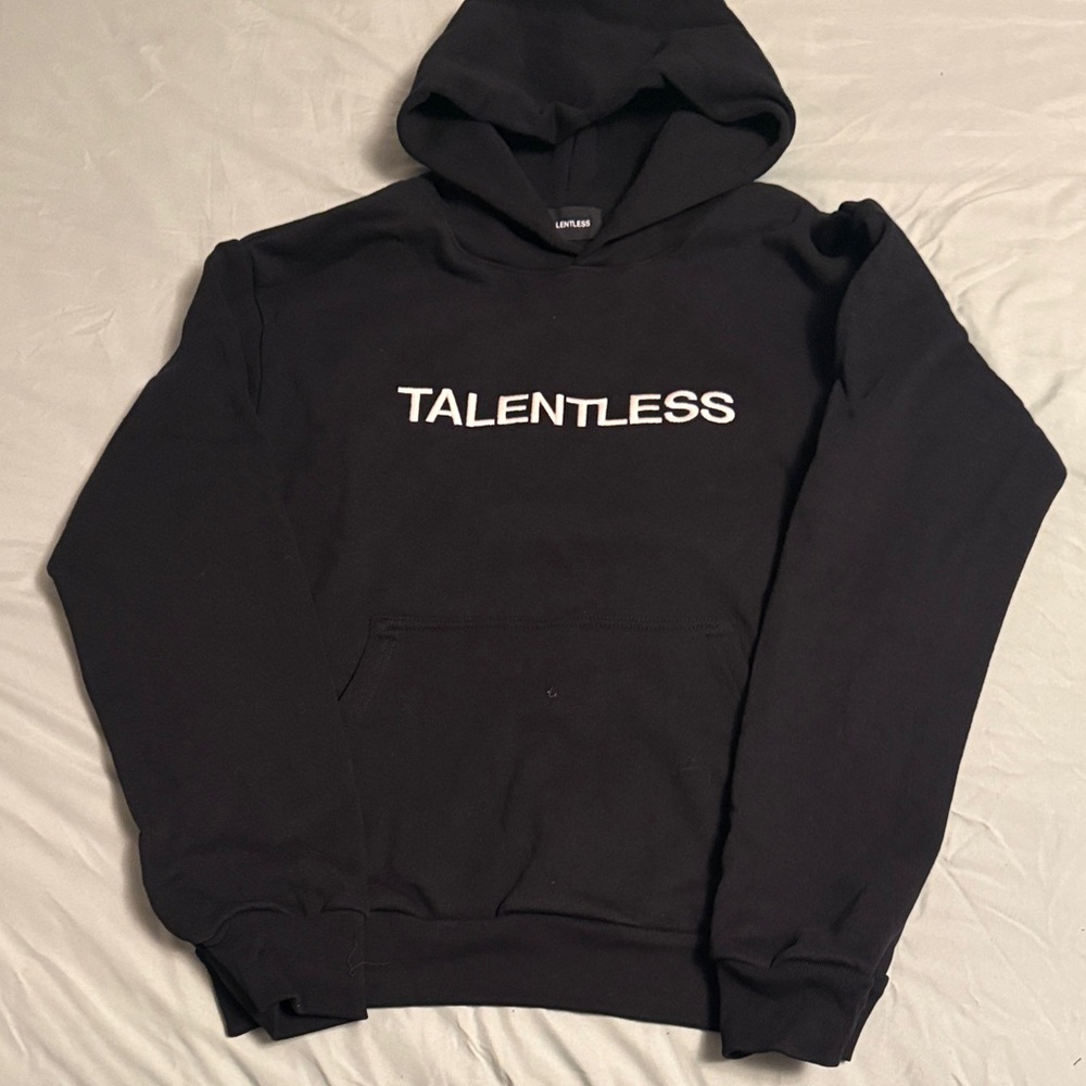 TALENTLESS Black Hoodie with White Logo